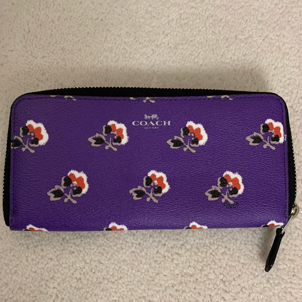 Coach Purple Floral Accordion Wallet